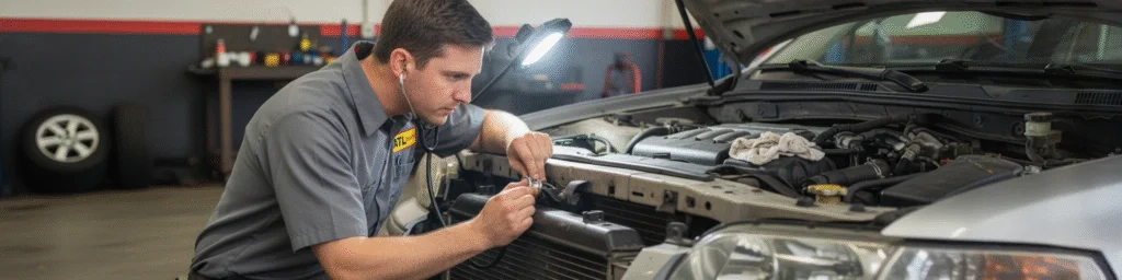 mechanic-listening-under-a-car-hood-diagnosing-radiator-noise