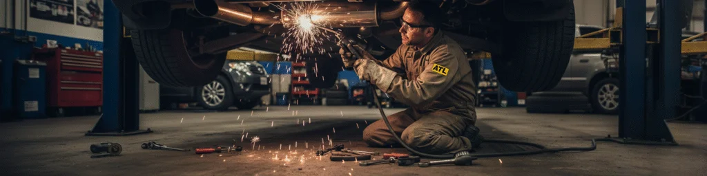 auto-technician-performing-muffler-installation-using-welding-tools