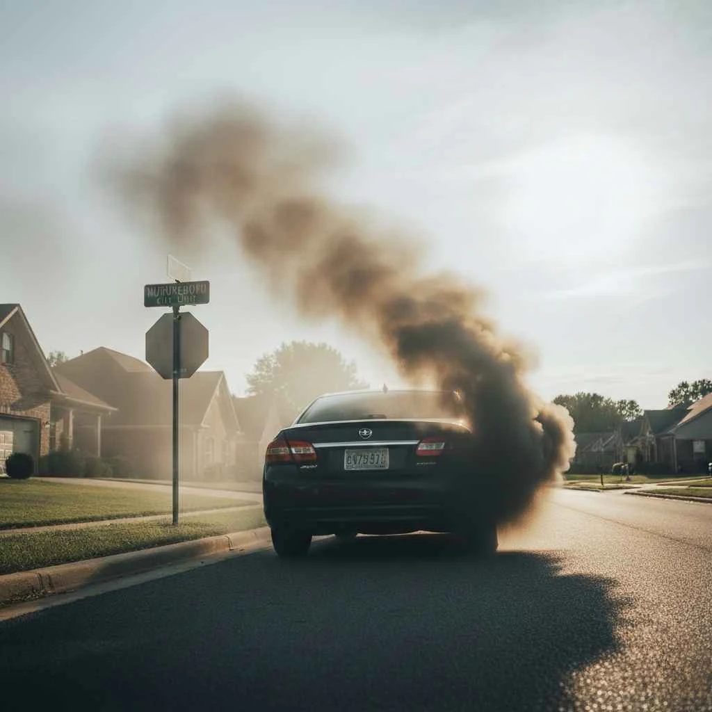 car emitting visible exhaust smoke