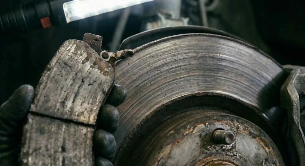 brake rotor close-up showing wear