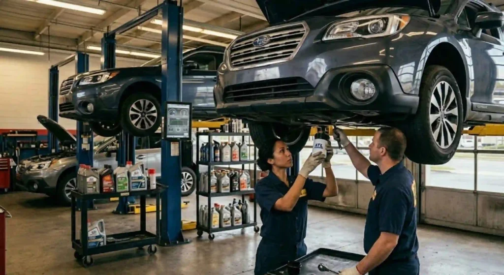 Oil filter replacement during professional vehicle service in Tennessee auto shop